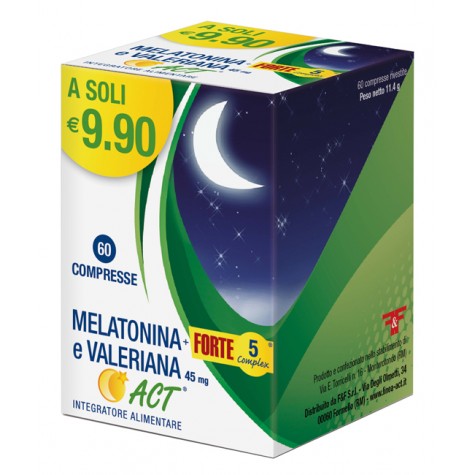 Melatonina Act + Forte 5 Complex e Valeriana 60 compresse- integratore per dormire