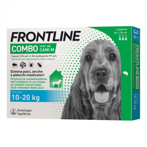 FRONTLINE COMBO SPOT-ON CANI M*soluz 3 pipette 1,34 ml 134 mg + 120,6 mg cani da 10 a 20 Kg