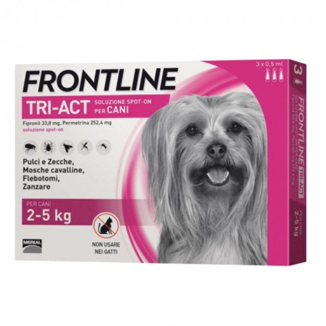 FRONTLINE TRI-ACT*spot-on soluz 3 pipette 0,5 ml 33,38 mg +252,4 mg cani da 2 a 5 Kg