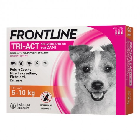 FRONTLINE TRI-ACT*spot-on soluz 3 pipette 1 ml 504,8 mg + 67,6 mg cani da 5 a 10 Kg