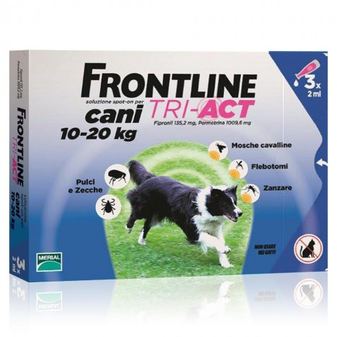 FRONTLINE TRI-ACT*spot-on soluz 3 pipette 2 ml 135,2 mg + 1.009,6 mg cani da 10 a 20 Kg
