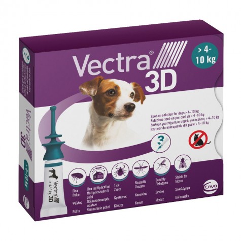 VECTRA 3D*spot-on soluz 3 pipette 1,6 ml 87 mg + 7,7 mg + 635 mg cani da 4 a 10 Kg, tappo verde