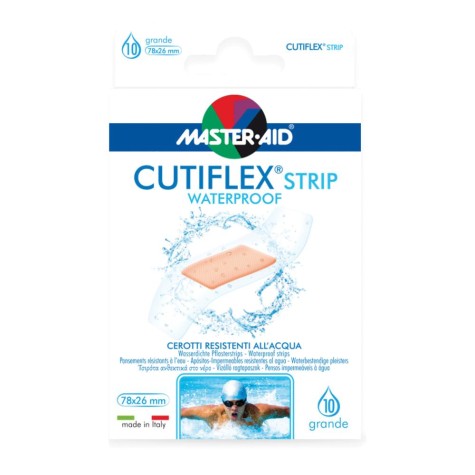 CEROTTO MASTER-AID CUTIFLEX STRIP TRASPARENTE IMPERMEABILE SUPPORTO IN POLIURETANO GRANDE 10 PEZZI