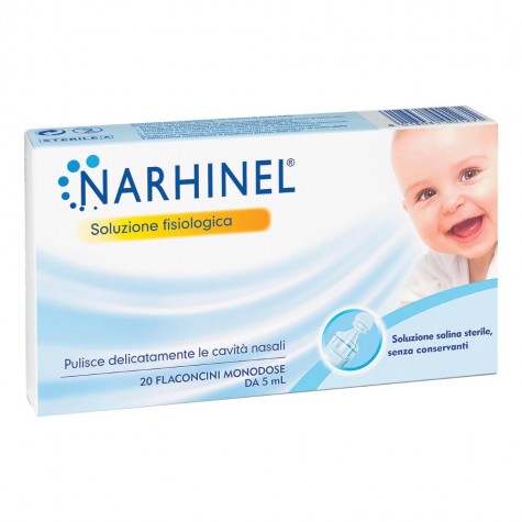 <p>Narhinel soluzione fisiologica 20 fiale da 5ml- Soluzione per aspirazione nasale</p>