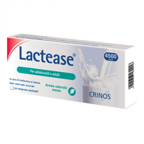Lactease 4500 fcc aroma menta 30 compresse masticabili- Integratore Alimentare per Intolleranza Al Lattosio 
