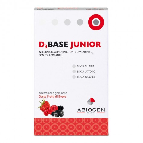 D3Base Junior 30 caramelle frutti di bosco- Integratore di Vitamina D per Bambini 
